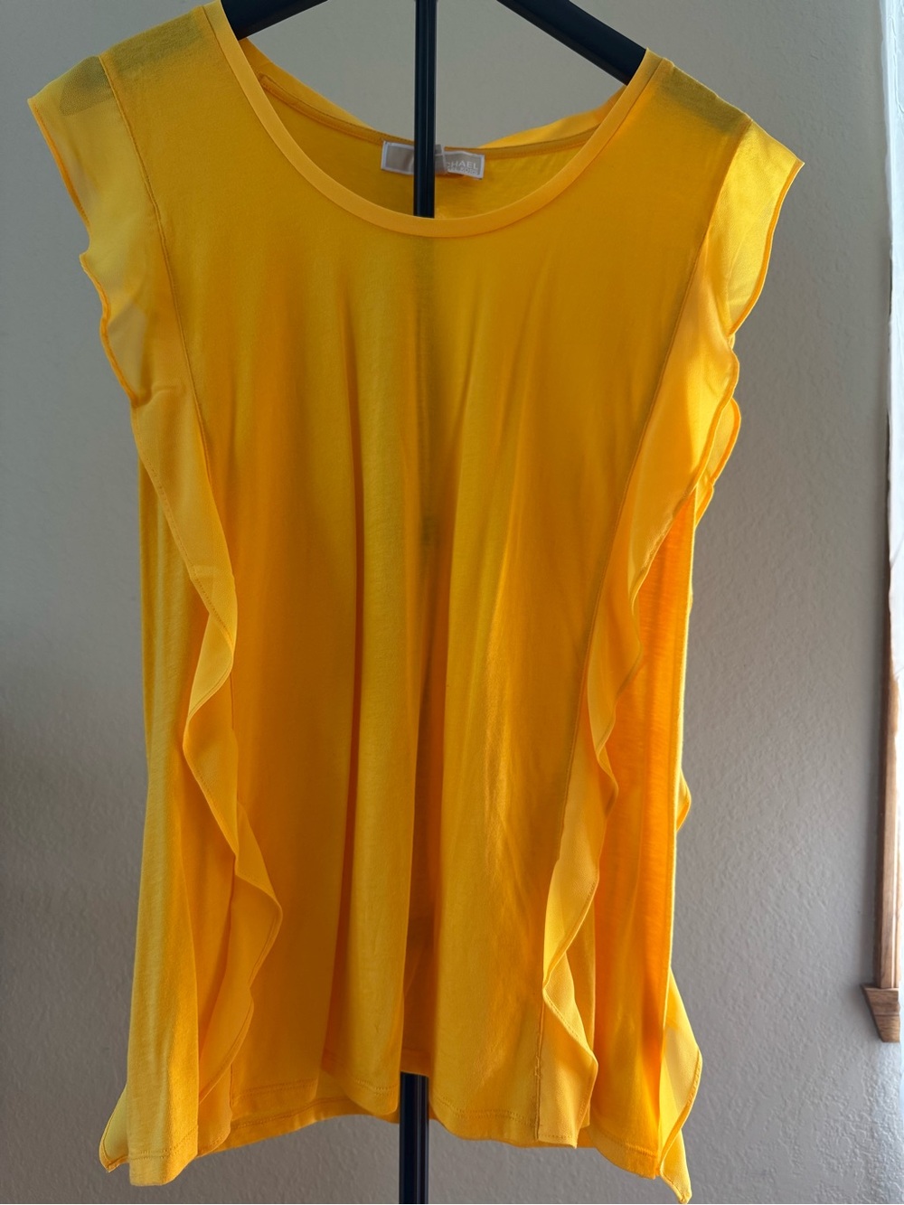 Michael Kors Bright Yellow Ruffle-Trim Sleeveless Top